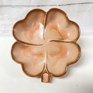 Frankoma Pottery Four Leaf Clover Shamrock Ashtray Candy Dish Brown Plainsman